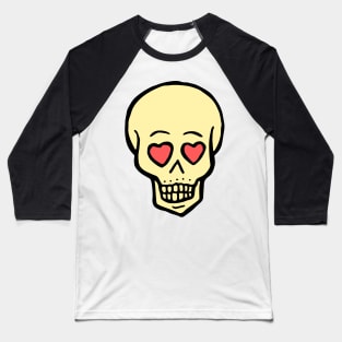 Happy Skull with Hearts Baseball T-Shirt